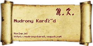 Mudrony Karád névjegykártya